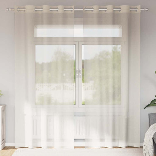 2 db krémszínű fátyolfüggönyök rojtokkal 140x225 cm