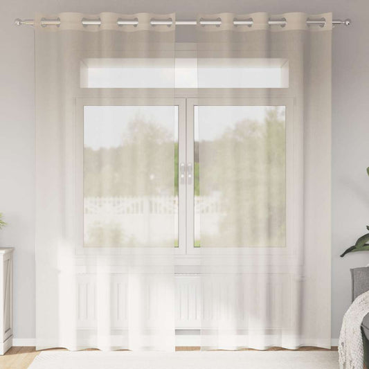 2 db krémszínű fátyolfüggönyök rojtokkal 140x245 cm