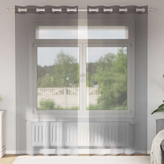 2 db sötétszürke fátyolfüggönyök rojtokkal 140x225 cm
