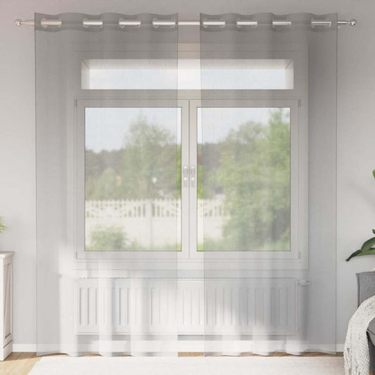 2 db világosszürke fátyolfüggönyök rojtokkal 140x245 cm