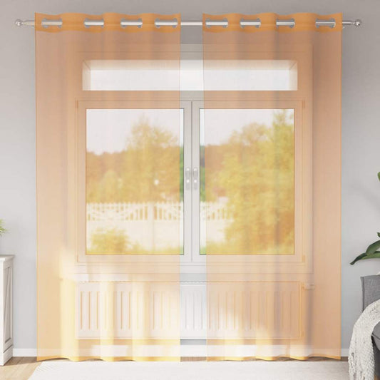 2 db terrakotta színű voile fátyolfüggönyök rojtokkal