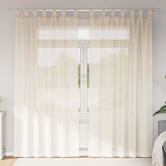 2 db krém színű fátyolfüggönyök fülecske tetejével 140x260 cm
