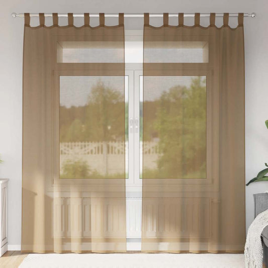 2 db világosbarna fátyolfüggönyök hurokkal 140x245 cm