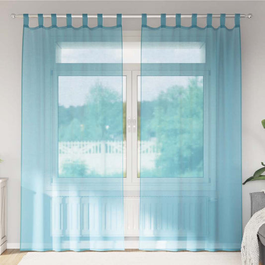2 db türkizkék fátyolfüggönyök hurokkal 140x225 cm