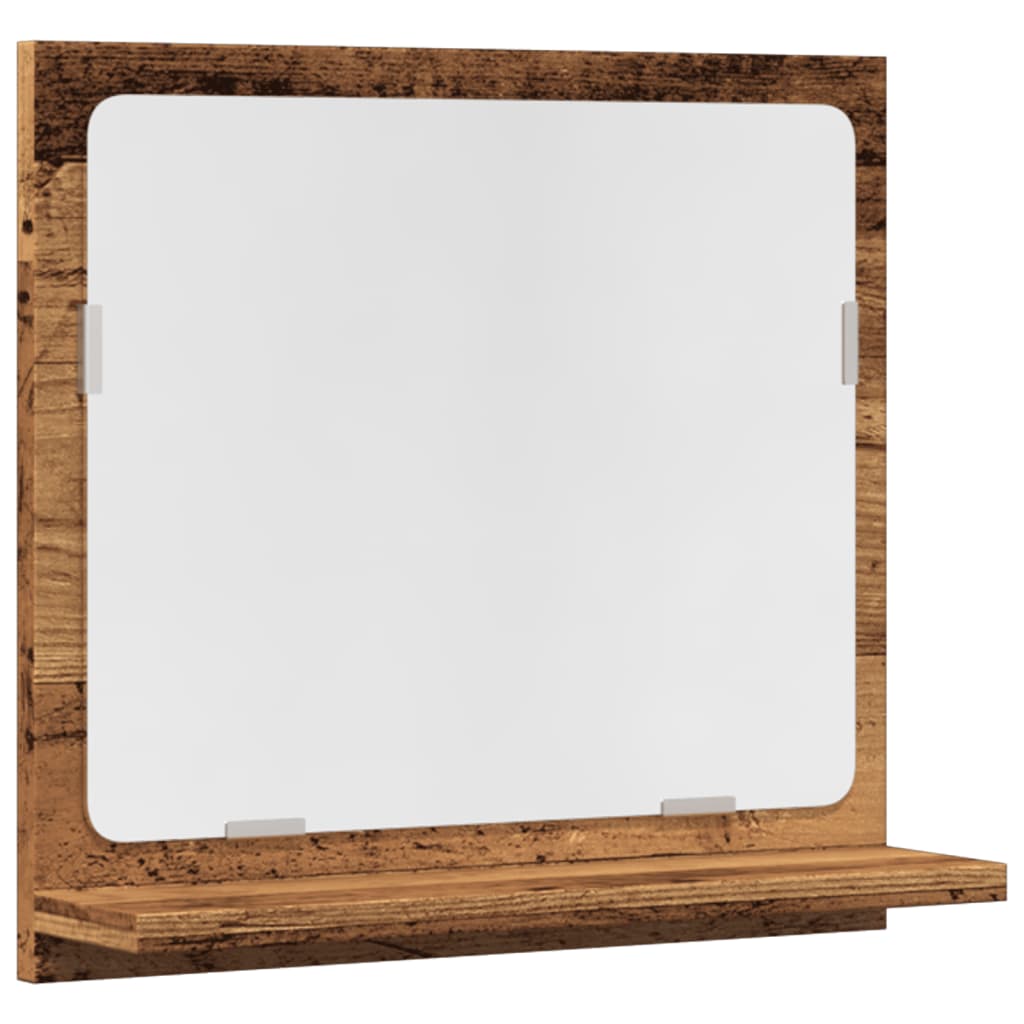 antik fa színű szerelt fa tükrös fürdőszobaszekrény 40x11x37 cm