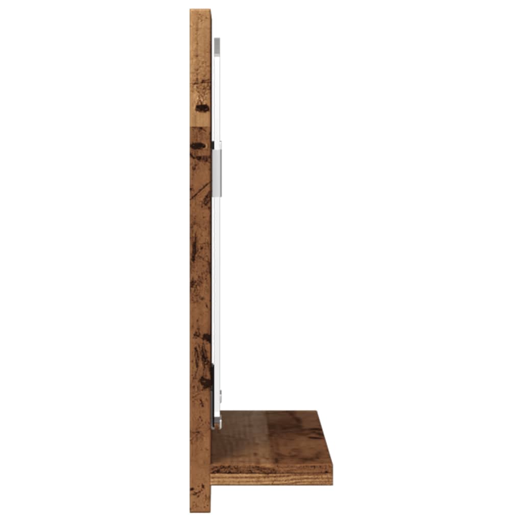 antik fa színű szerelt fa tükrös fürdőszobaszekrény 40x11x37 cm