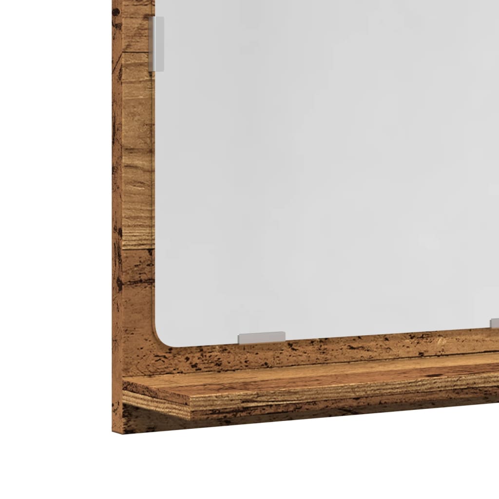 antik fa színű szerelt fa tükrös fürdőszobaszekrény 40x11x37 cm