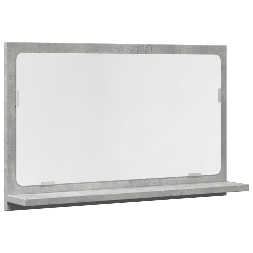 betonszürke szerelt fa tükrös fürdőszobaszekrény 60x11x37 cm