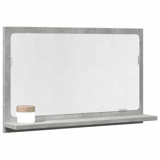 betonszürke szerelt fa tükrös fürdőszobaszekrény 60x11x37 cm