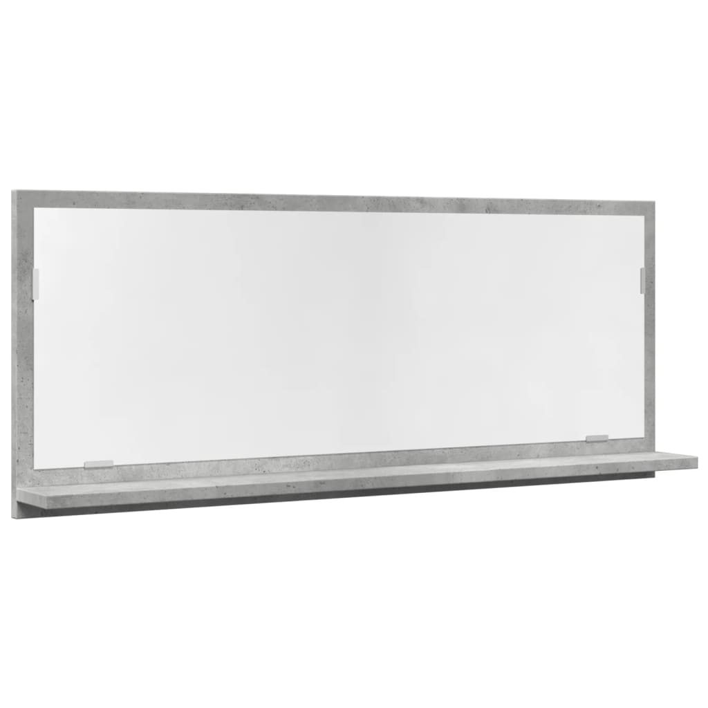 betonszürke szerelt fa tükrös fürdőszobaszekrény 90x11x37 cm