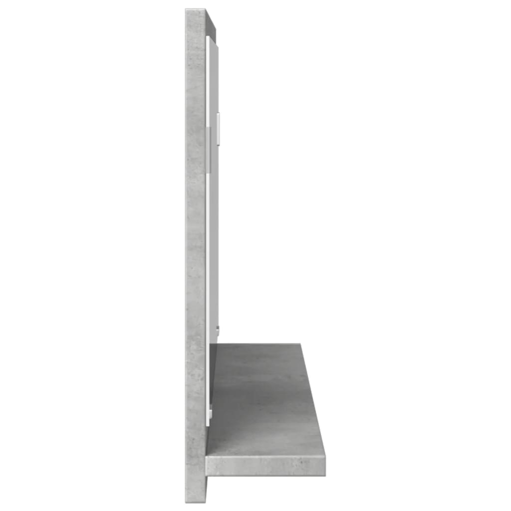 betonszürke szerelt fa tükrös fürdőszobaszekrény 90x11x37 cm