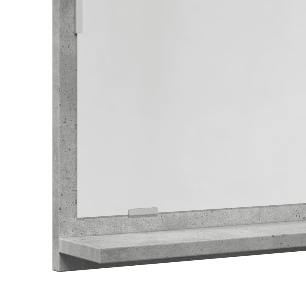 betonszürke szerelt fa tükrös fürdőszobaszekrény 90x11x37 cm