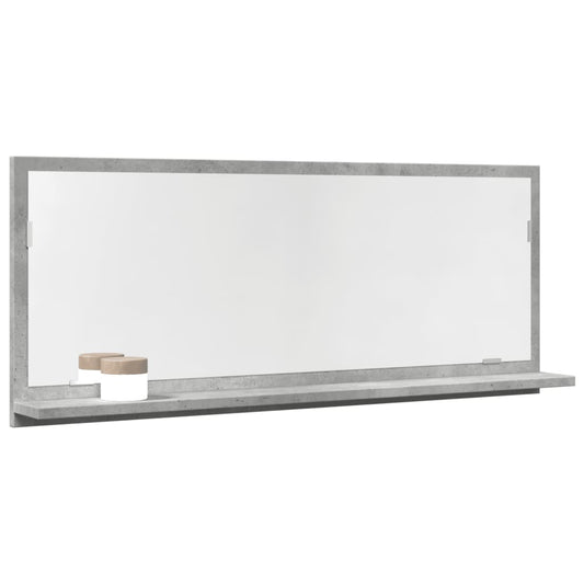 betonszürke szerelt fa tükrös fürdőszobaszekrény 90x11x37 cm