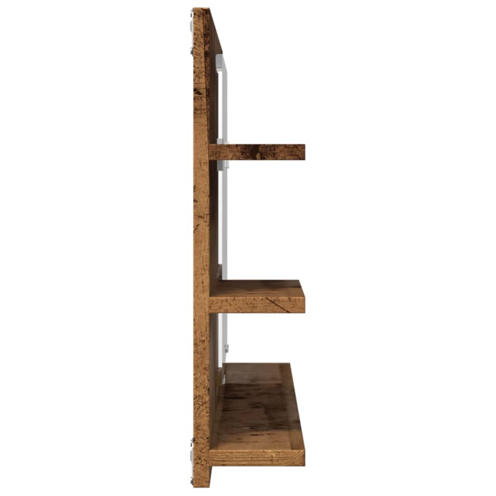antik fa színű szerelt fa tükrös fürdőszobaszekrény 90x11x45 cm