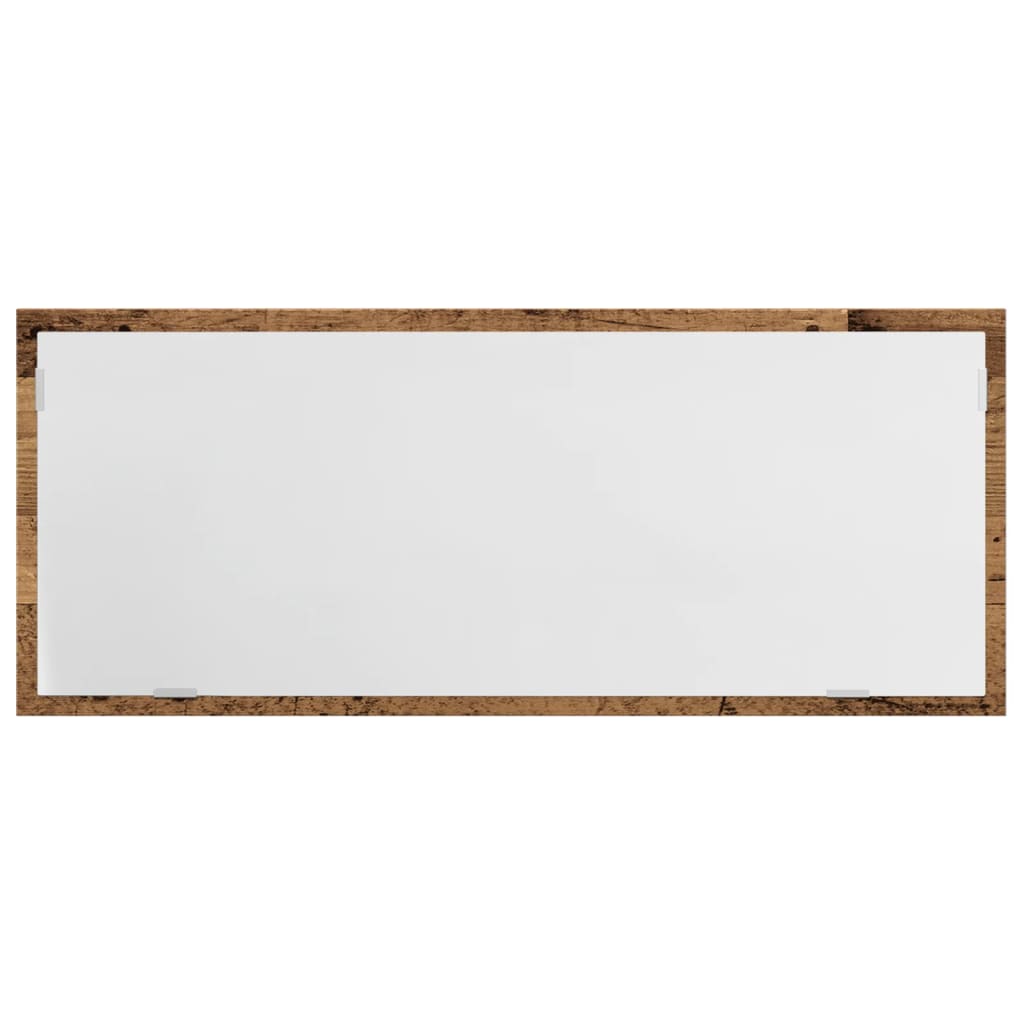 antik fa színű szerelt fa LED-es fürdőszobatükör 100x8,5x37 cm
