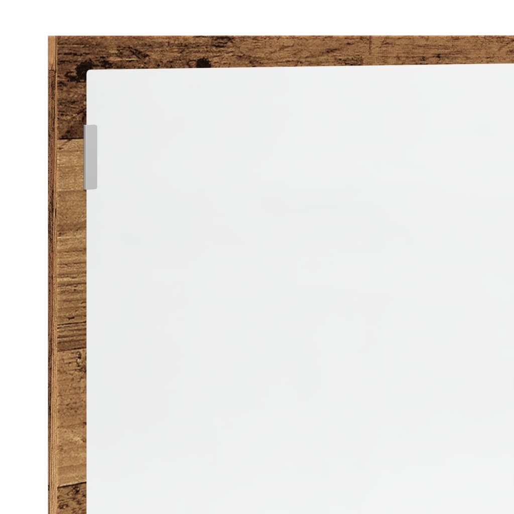 antik fa színű szerelt fa LED-es fürdőszobatükör 100x8,5x37 cm