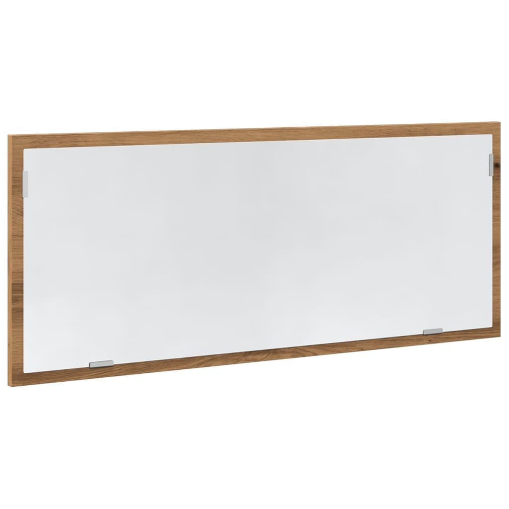 kézműves tölgy szerelt fa LED-es fürdőszobatükör 100x8,5x37 cm