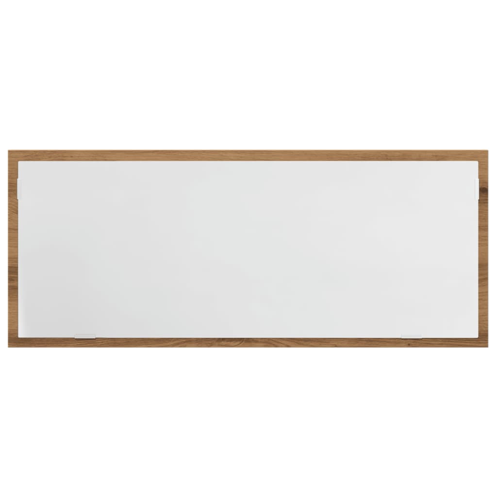 kézműves tölgy szerelt fa LED-es fürdőszobatükör 100x8,5x37 cm