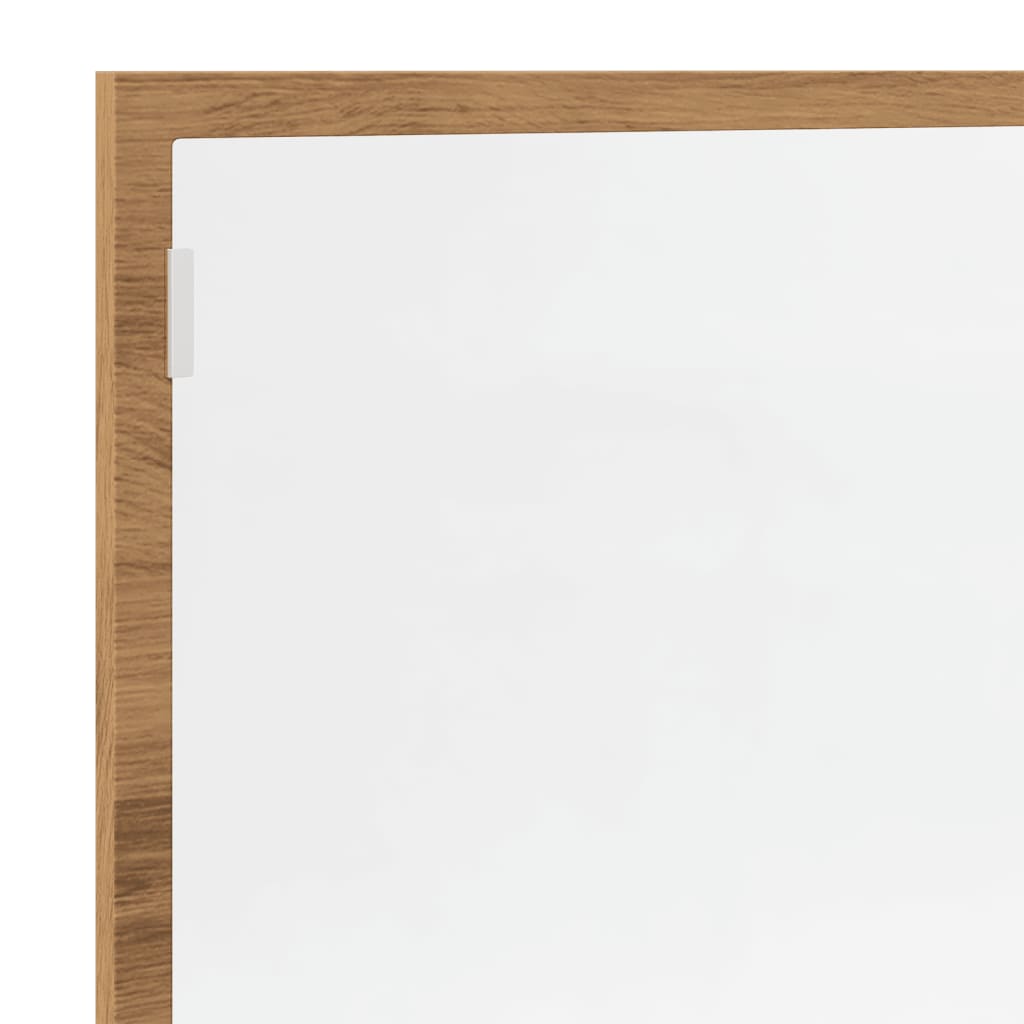 kézműves tölgy szerelt fa LED-es fürdőszobatükör 100x8,5x37 cm