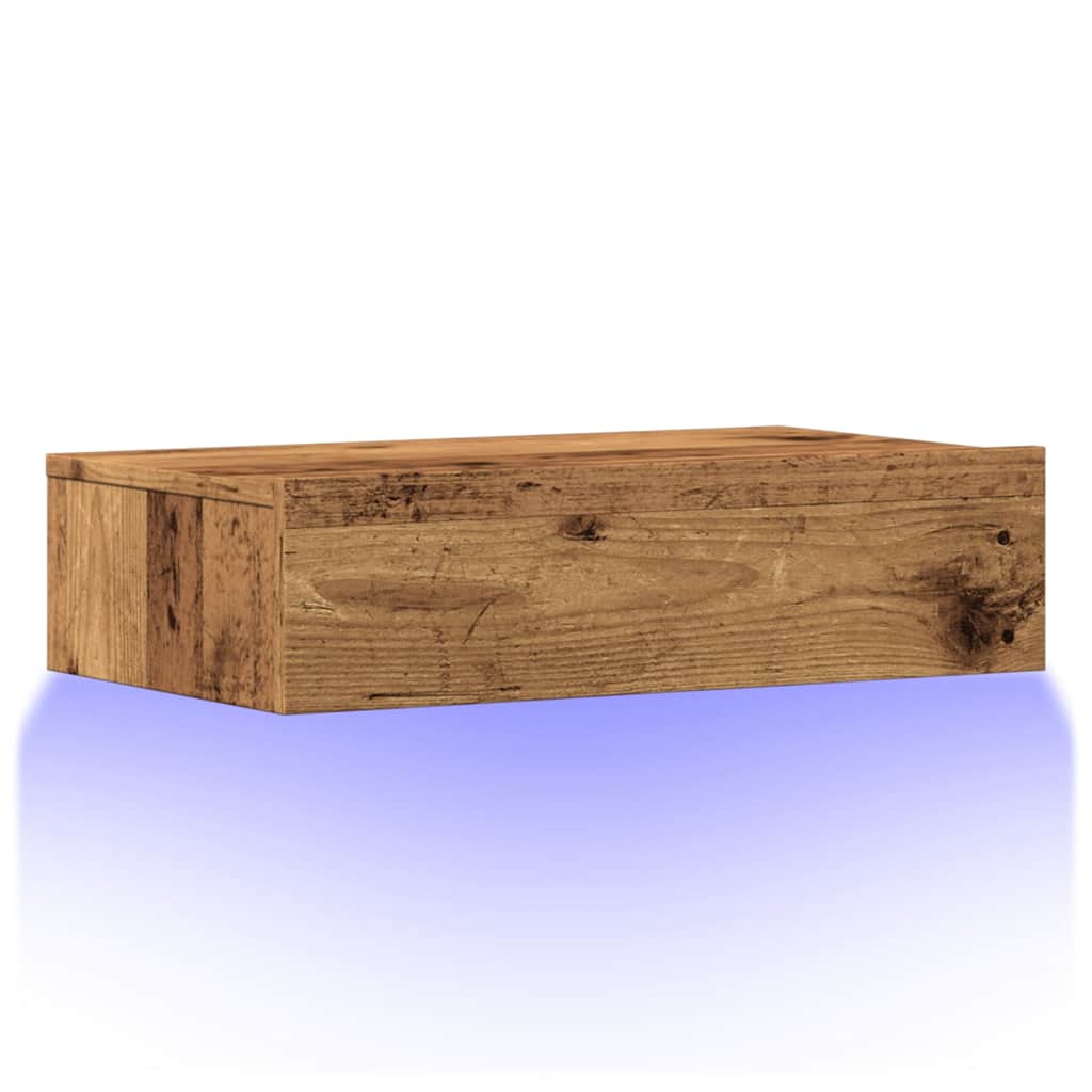 antik fa színű TV-szekrény LED-lámpákkal 60x35x15,5 cm