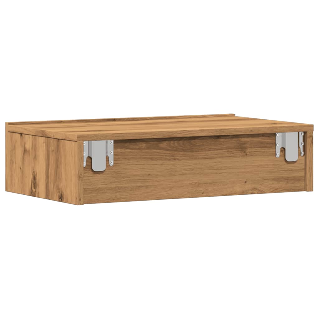 kézműves tölgy színű TV-szekrény LED-lámpákkal 60x35x15,5 cm