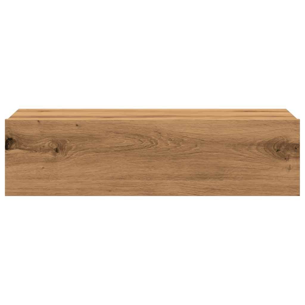 2 db kézműves tölgyszínű TV-szekrény LED-lámpákkal 60x35x15,5cm