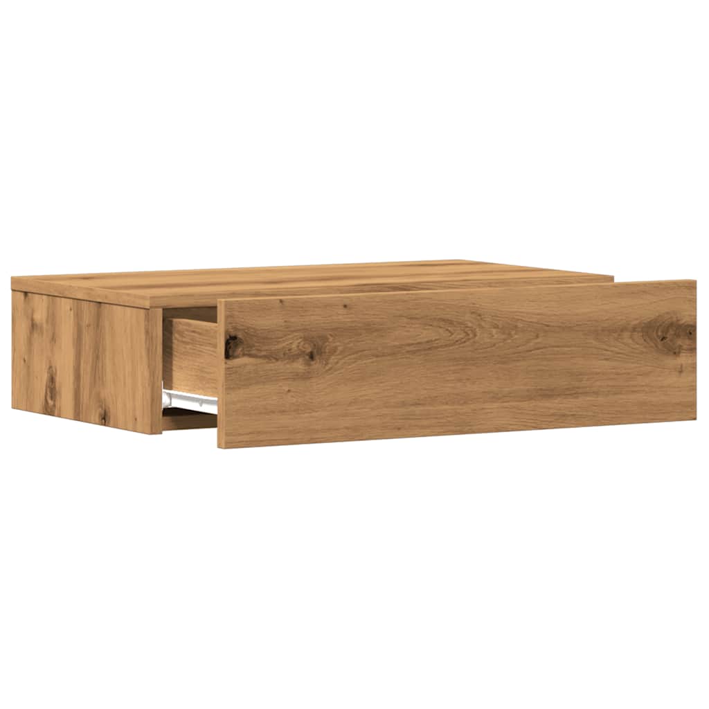 2 db kézműves tölgyszínű TV-szekrény LED-lámpákkal 60x35x15,5cm