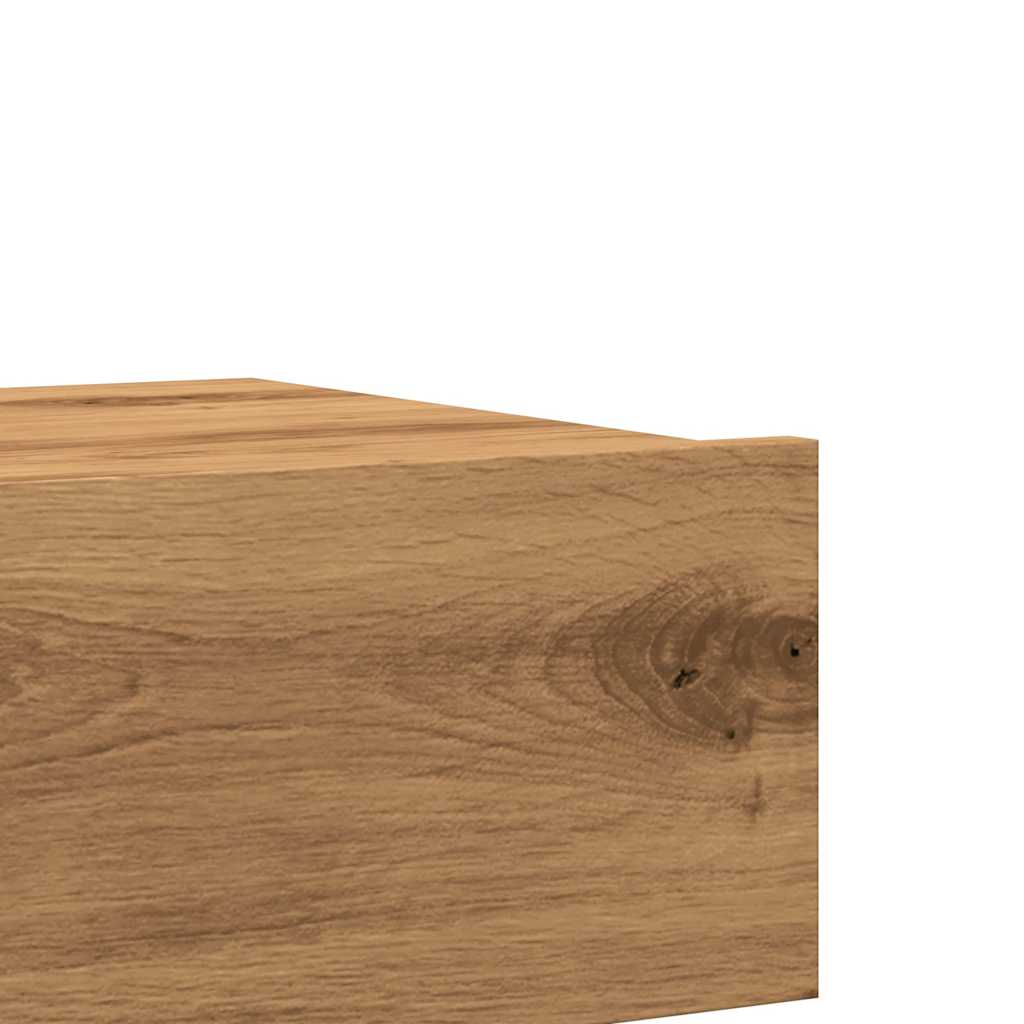 2 db kézműves tölgyszínű TV-szekrény LED-lámpákkal 60x35x15,5cm