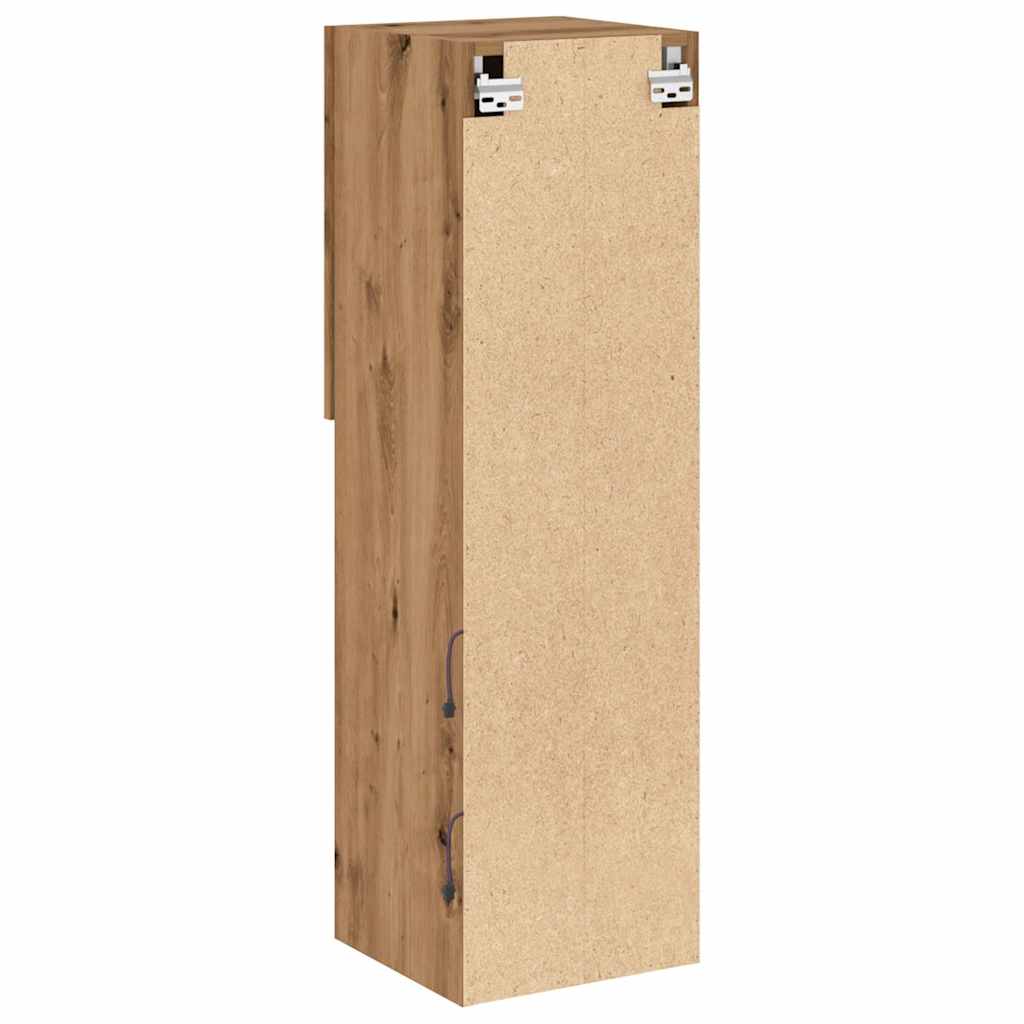 2 db kézműves tölgy TV-szekrény LED-lámpákkal 30,5x30x102 cm