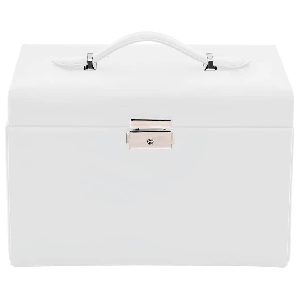 ékszerdoboz 3 rétegű tükörrel zárható fehér 26x18x17,5 cm