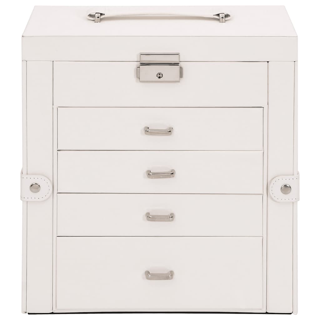 ékszerdoboz 5 rétegű tükörrel zárható fehér színű