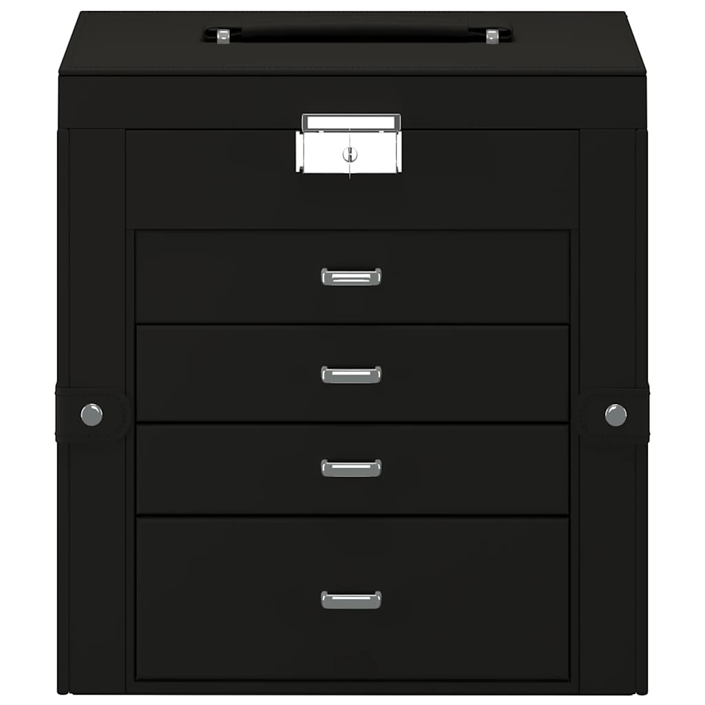 ékszerdoboz 5 rétegű tükörrel zárható fekete színű