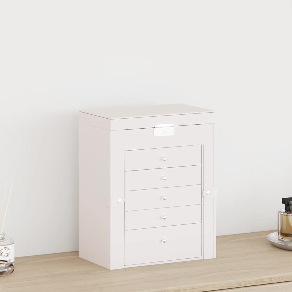 ékszerdoboz 6 rétegű tükörrel zárható fehér színű