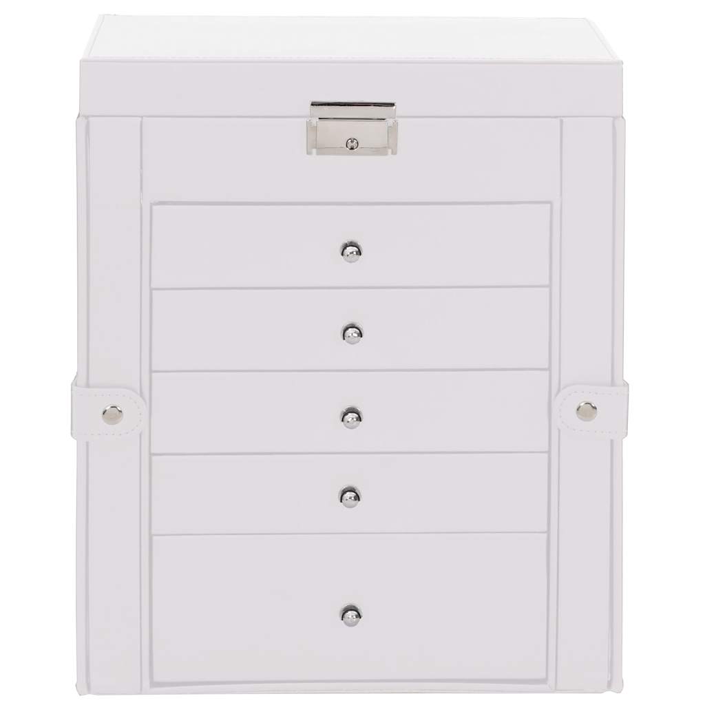 ékszerdoboz 6 rétegű tükörrel zárható fehér színű