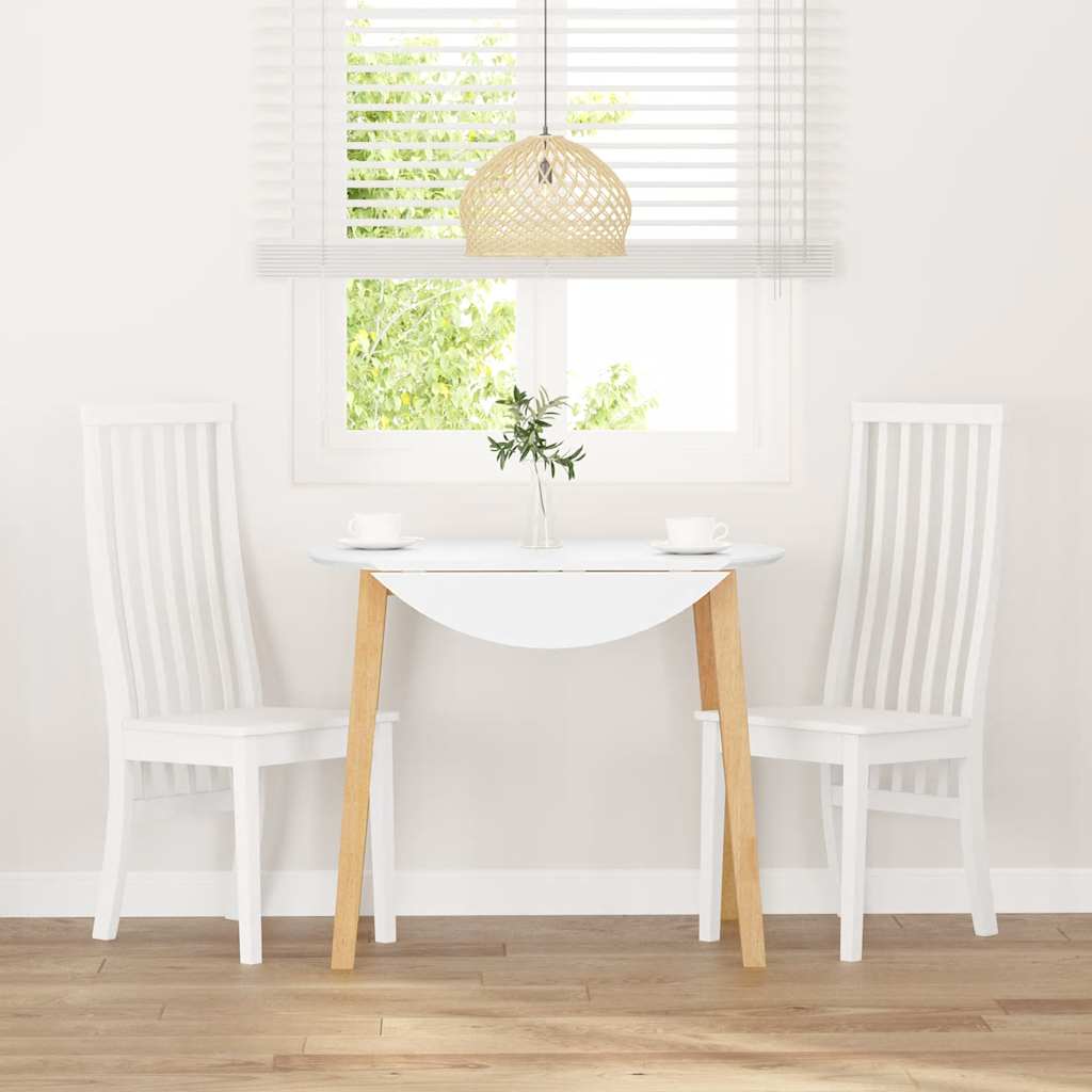 2 db fehér tömörfa gumiból készült étkezőszékek