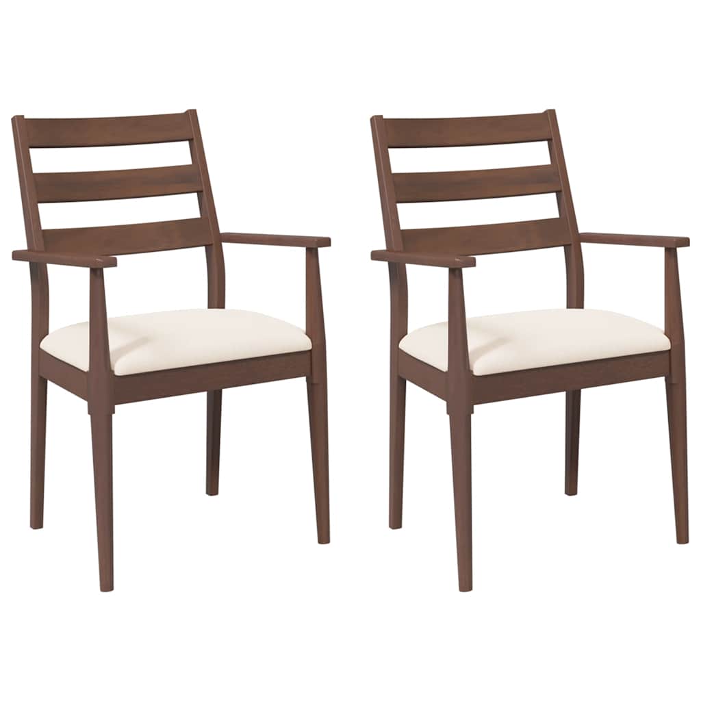 2 db barna tömörfa gumiból készült étkezőszékek párnákkal