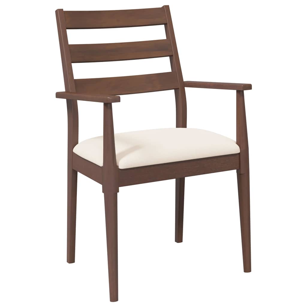 2 db barna tömörfa gumiból készült étkezőszékek párnákkal