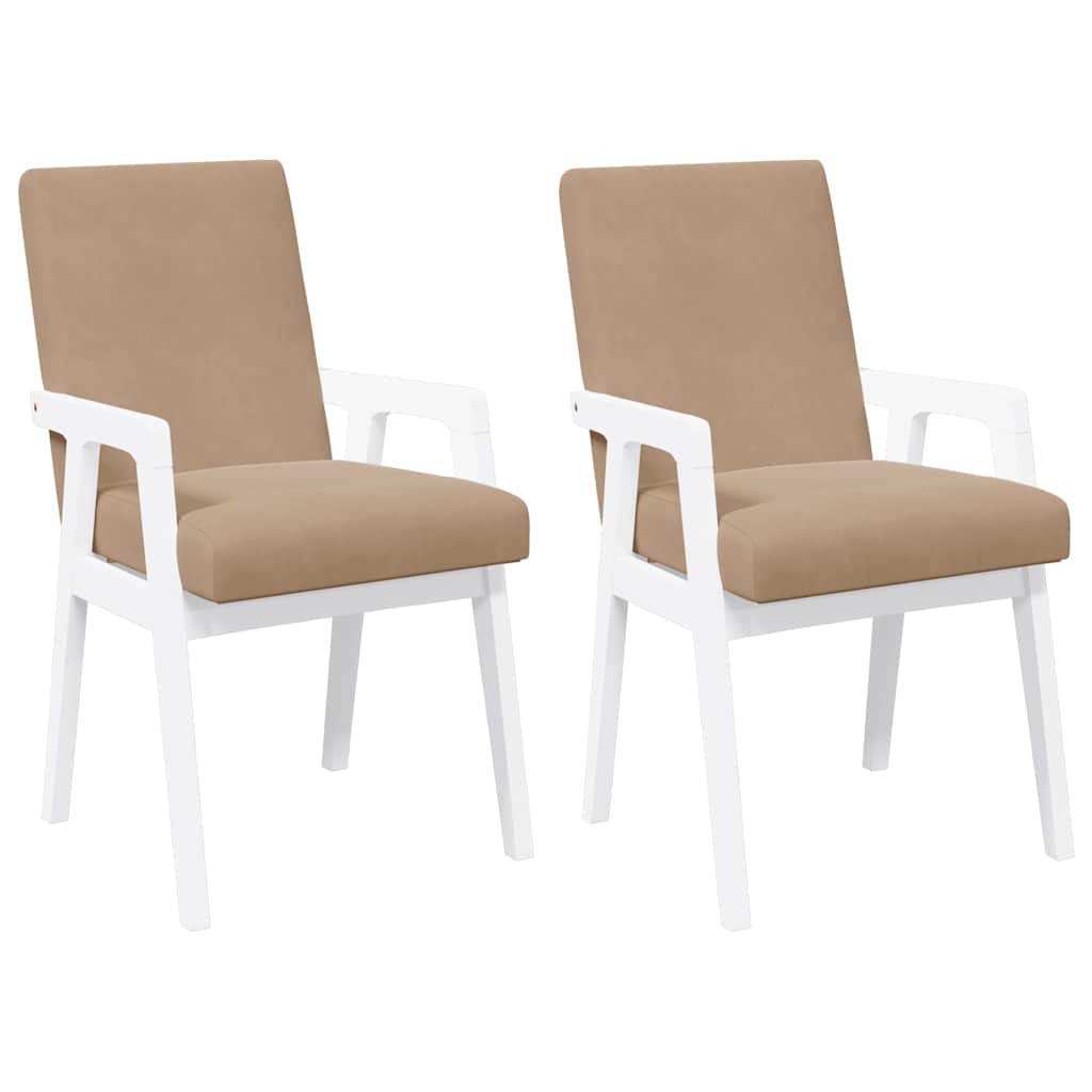 2 db fehér tömörfa gumiból készült étkezőszékek párnákkal