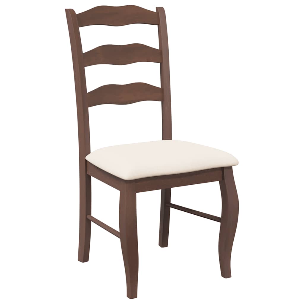 2 db barna tömörfa gumiból készült étkezőszékek párnákkal