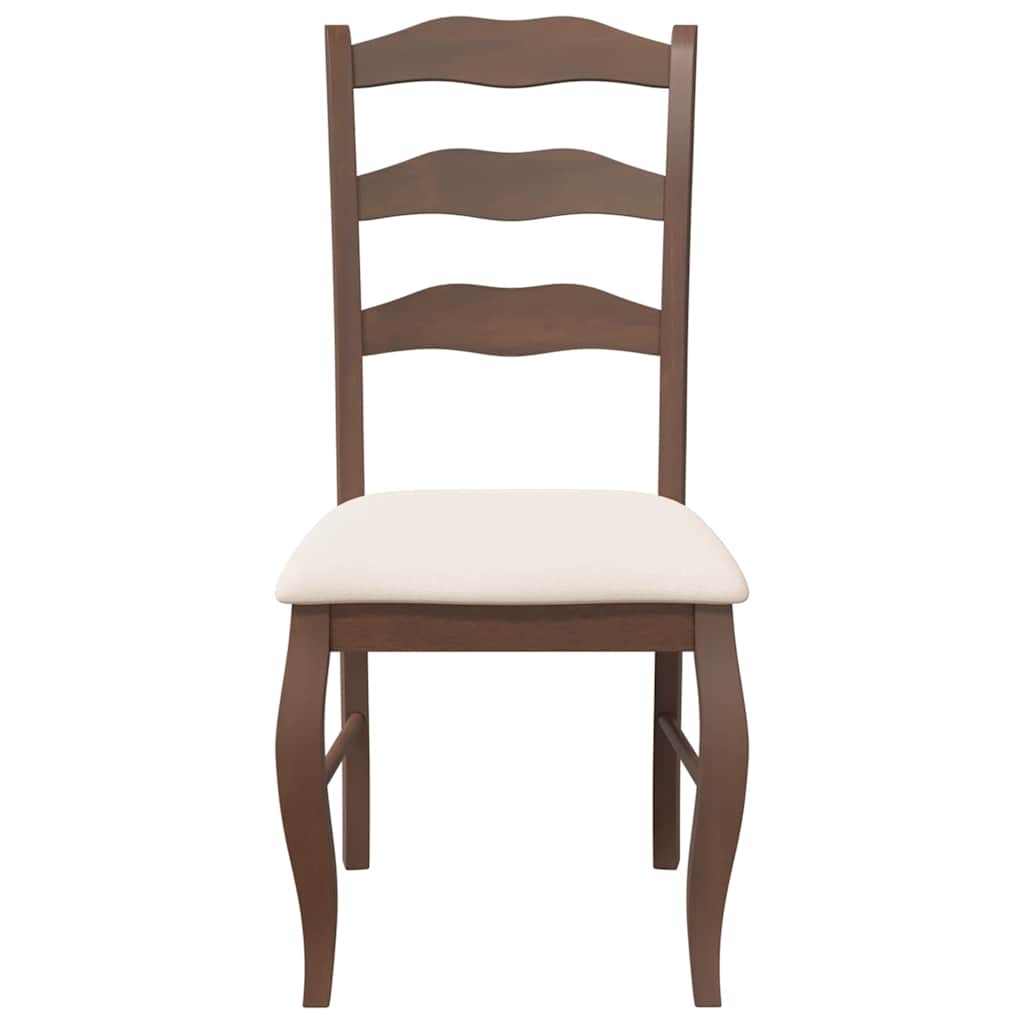 2 db barna tömörfa gumiból készült étkezőszékek párnákkal