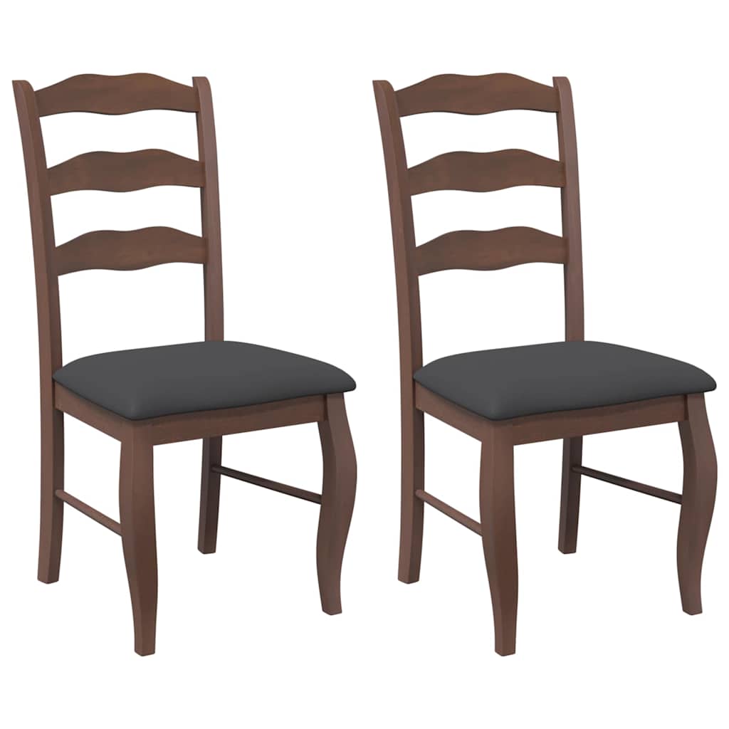 2 db barna tömörfa gumiból készült étkezőszékek párnákkal