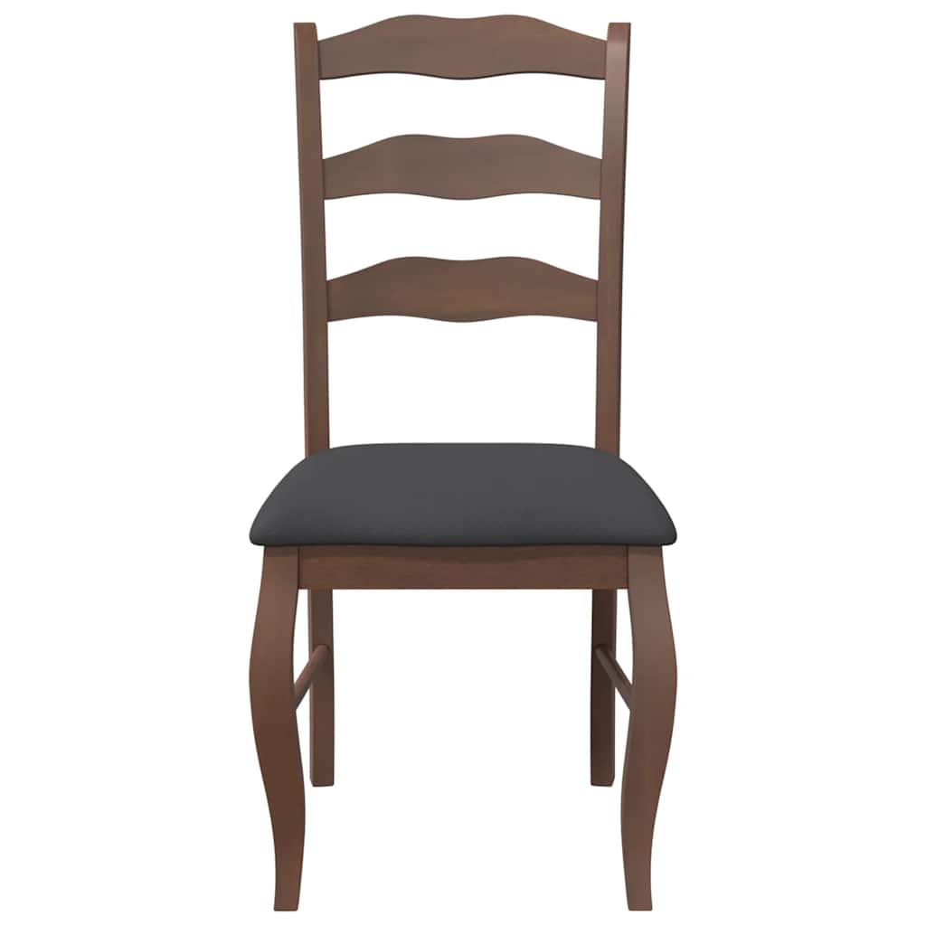 2 db barna tömörfa gumiból készült étkezőszékek párnákkal