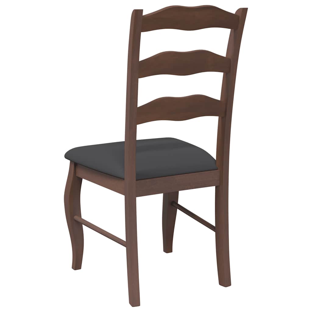 2 db barna tömörfa gumiból készült étkezőszékek párnákkal