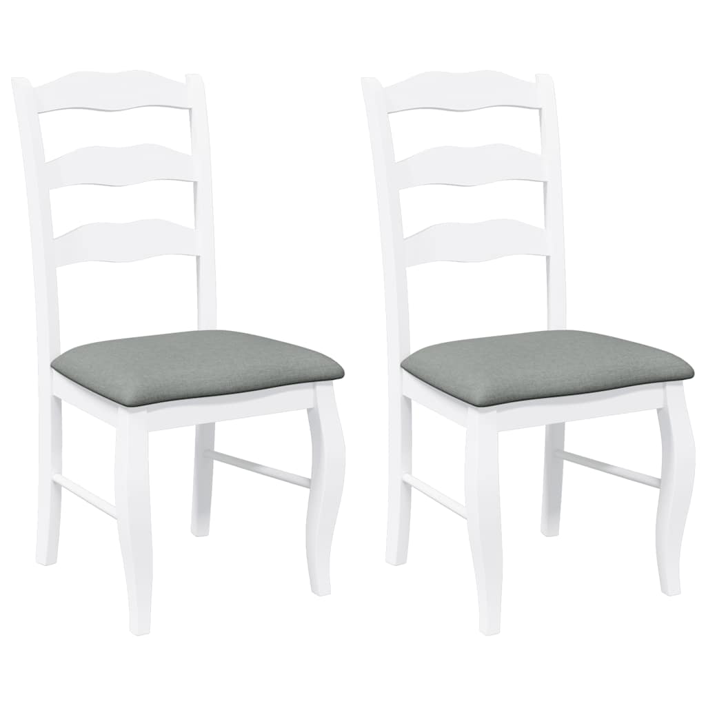 2 db fehér tömörfa gumiból készült étkezőszékek párnákkal