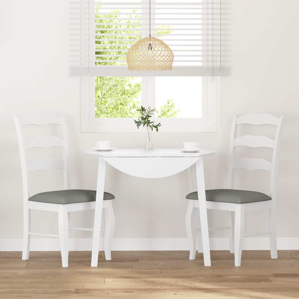 2 db fehér tömörfa gumiból készült étkezőszékek párnákkal