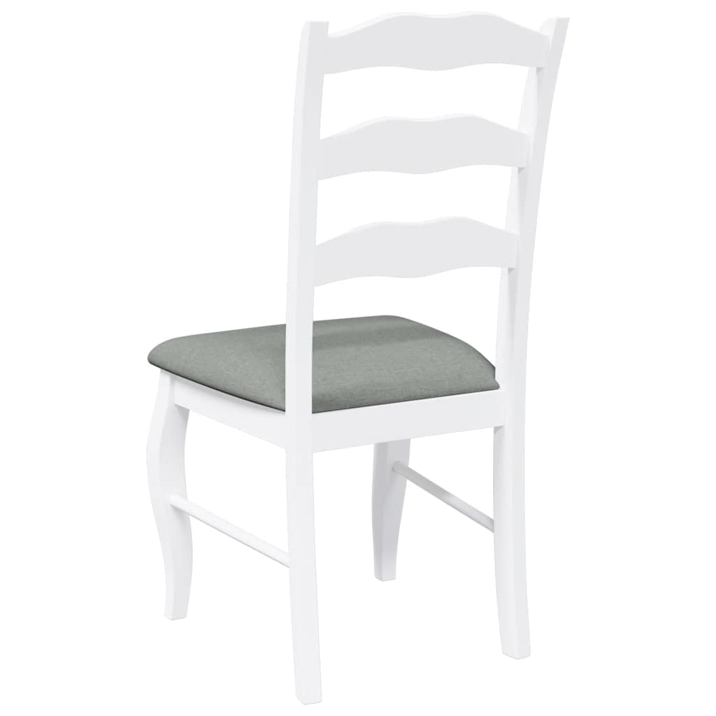 2 db fehér tömörfa gumiból készült étkezőszékek párnákkal