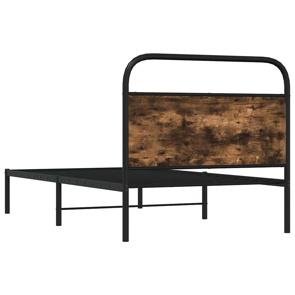 ágykeret matrac nélkül 90x200 cm füstölt tölgy fűrészelt fa