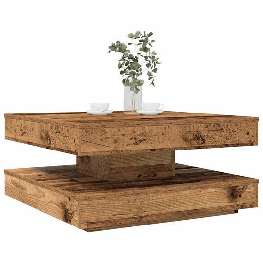 antik fa dohányzóasztal 360 fokban forgatható 70x70x34,5 cm
