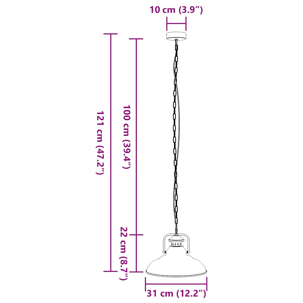 függőlámpa E27 Fekete Ø 31 cm vas