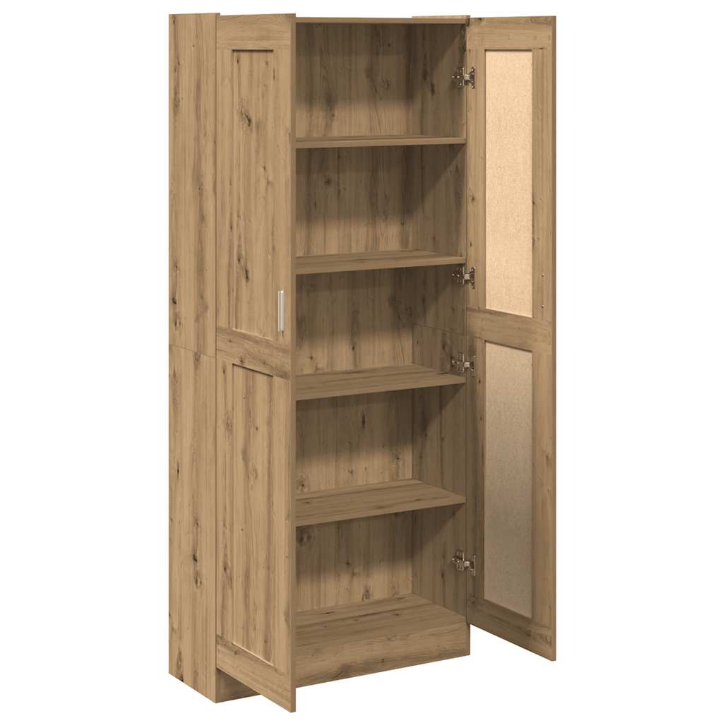 kézműves tölgy színű szerelt fa magasszekrény 82,5x30,5x185 cm